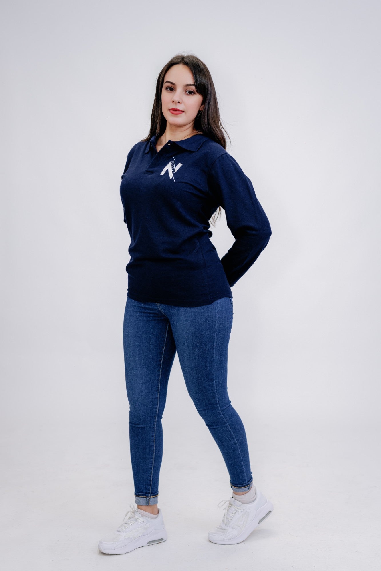 POLO MANCHE LONGUE BLEU MARINE - FEMME - NOREEZ