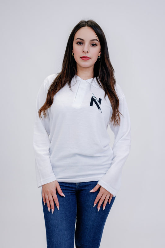 POLO MANCHE LONGUE BLANC - FEMME - NOREEZ